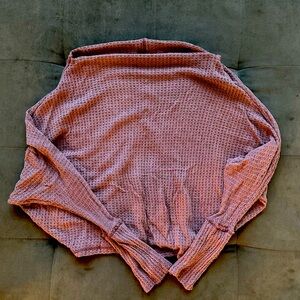 Free People Dusty Rose Waffle-Weave Sweater (Medium)